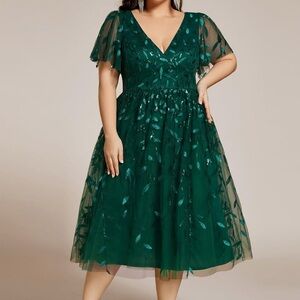 Chic Forest Green Midi Dress